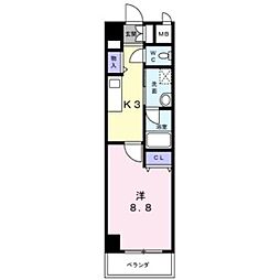 NEWCITYAPARTMENTS円上町 1Kの間取図画像