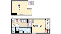 PROPS2 1Kの間取図画像