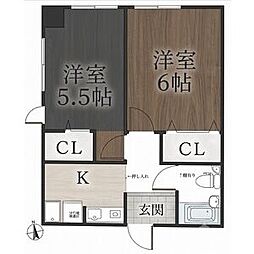 チサンマンション広小路 2Kの間取図画像