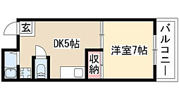 サンライズ2 1DKの間取図画像
