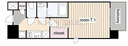 エステムコート名古屋栄プレシャス 1Kの間取図画像