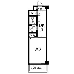 ベルネージュ 1Kの間取図画像