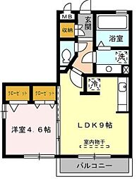 フロール花水木 1LDKの間取図画像