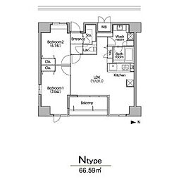 グランアベニュー栄 2LDKの間取図画像