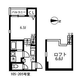 ハーモニーテラス向島町 1Kの間取図画像