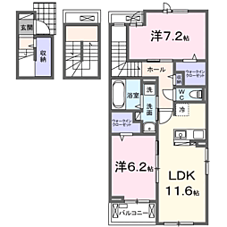 リバーサイド西山 2LDKの間取図画像