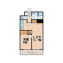 ESSE栄 1LDKの間取図画像