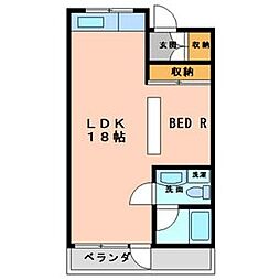東進マンション 1LDKの間取図画像