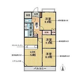 ペルテ2 3LDKの間取図画像