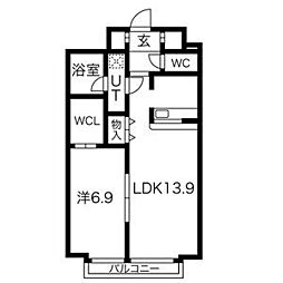 レジデンス東矢場 1LDKの間取図画像