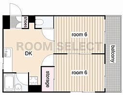 マイノーラ町北 2DKの間取図画像