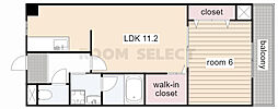 エスポワール中西 1LDKの間取図画像