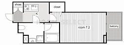WESTIN上前津 1Kの間取図画像