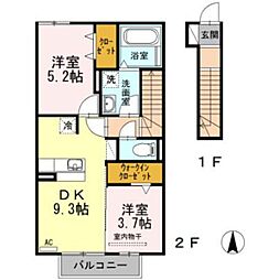 ファミール中村 2DKの間取図画像