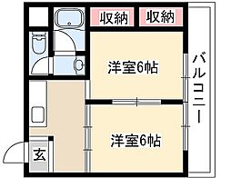 マンションルンビニー 2Kの間取図画像