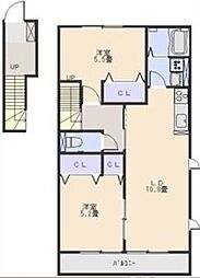グレーシア中郷B棟 2LDKの間取図画像