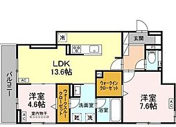 セレスティア草薙町 2LDKの間取図画像