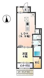 GNO.1四方良 1LDKの間取図画像