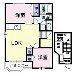 メゾンリヴィエールA 2LDKの間取図画像