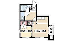 セジュール金山 ワンルームの間取図画像