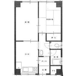 パールハイツくれない 2DKの間取図画像