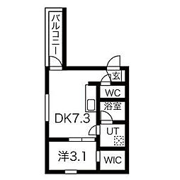 プリシェール昭和橋 1DKの間取図画像