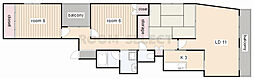 グランドヒルズ平野2番館 3LDKの間取図画像