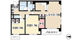 レザンドール東山元町 2LDKの間取図画像