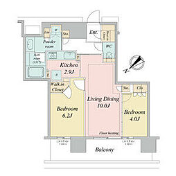 NAGOYAtheTOWER 2LDKの間取図画像