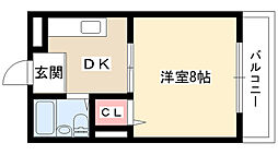 21ビル 1DKの間取図画像