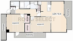 ヴィラエーデル大須 2LDKの間取図画像