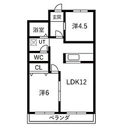 コトブキ第一ビル 2LDKの間取図画像