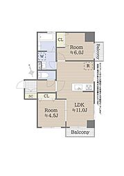 サンヨースカイハイツ 2LDKの間取図画像