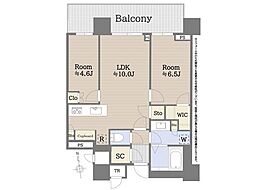 パークシティ中央湊ザタワー 2LDKの間取図画像