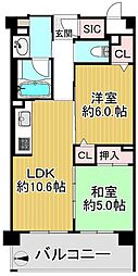 エイジングコート奈良新大宮 2LDKの間取図画像
