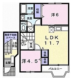 ハーブテラス1リーフ 2LDKの間取図画像