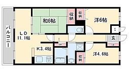 シャルヴィ加古川 3LDKの間取図画像