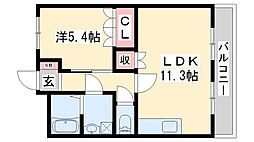 フラワーヒル 1LDKの間取図画像
