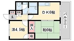 第14サンライズイトウ 2DKの間取図画像
