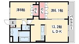 エルグランデ北在家 2LDKの間取図画像