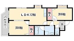 ボナールフジ 2LDKの間取図画像
