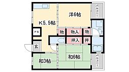 サンライズ高砂4号棟 3Kの間取図画像