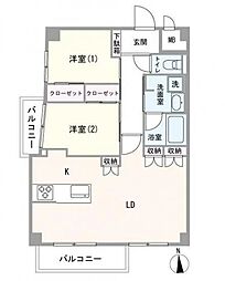 ルモン広尾 2LDKの間取図画像