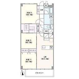 元住吉マンション 3LDKの間取図画像