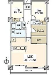 エクレール第4岩槻 2SLDKの間取図画像