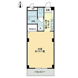 フィネス宮川 1Kの間取図画像