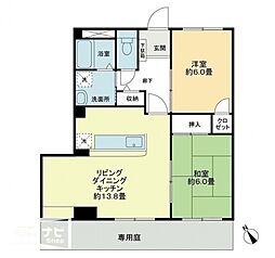 フィネス河南 2LDKの間取図画像