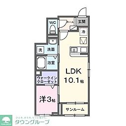 メイポールけやきII 1LDKの間取図画像