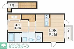 プログレス富沢南2 1LDKの間取図画像
