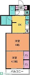 クレスト連坊 2DKの間取図画像